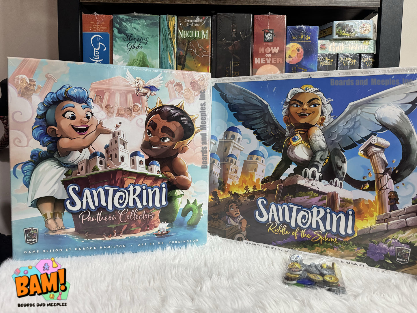 Santorini Pantheon KS Deluxe Collector's edition + Riddle of the Sphynx + acrylic token bundle